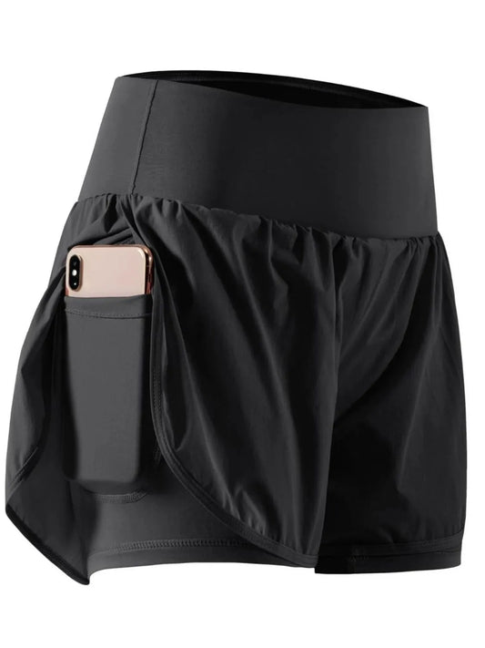 Pocketed High Waist Active Shorts Black