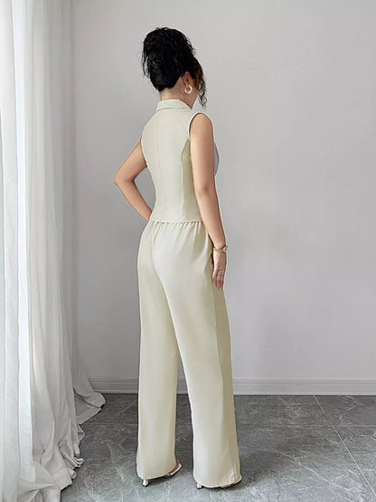 Sleeveless Vest and Wide-Leg Pants Set