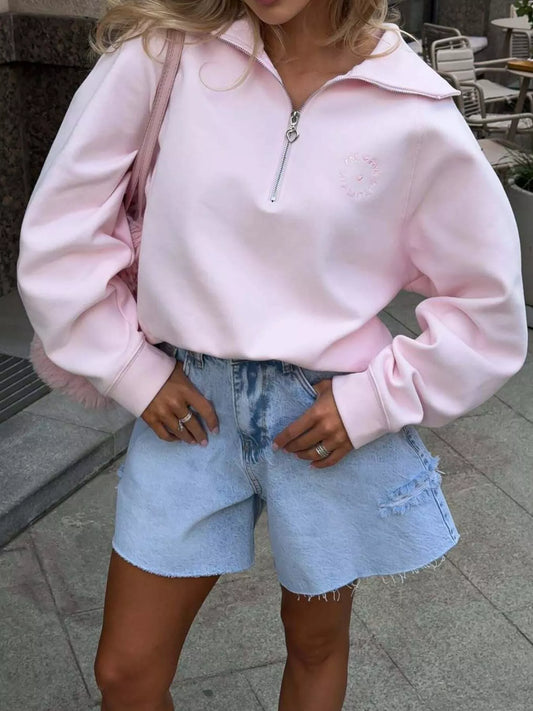 Half Zip Long Sleeve Sweatshirt