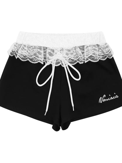 Lace Detail Shorts Black