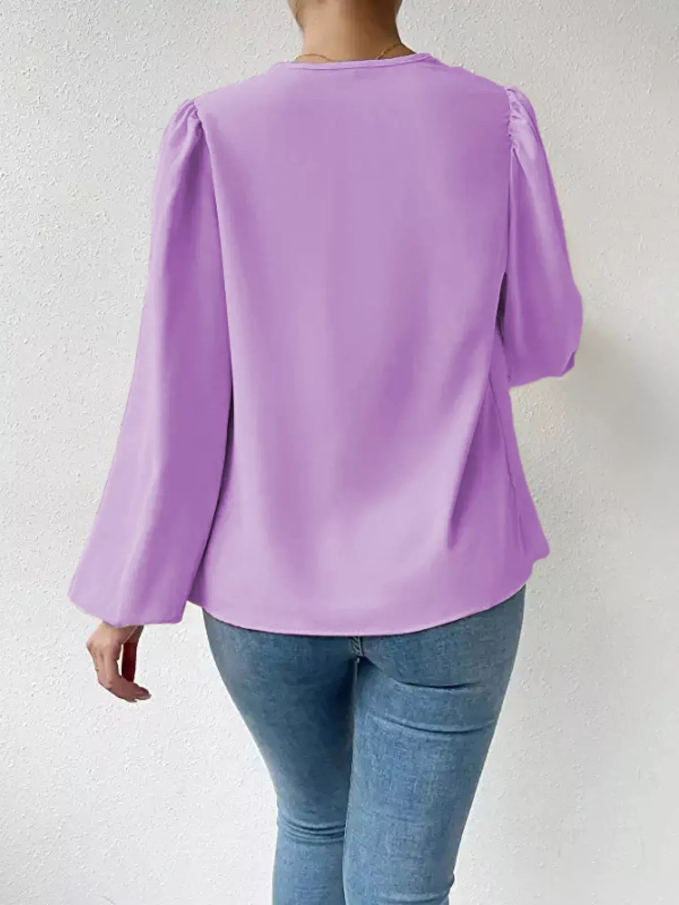 Full Size Cowl Neck Balloon Sleeve Blouse Plus Size