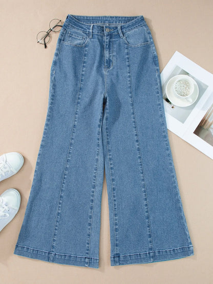 Seam Detail Flared Bottom Ankle Length Jeans