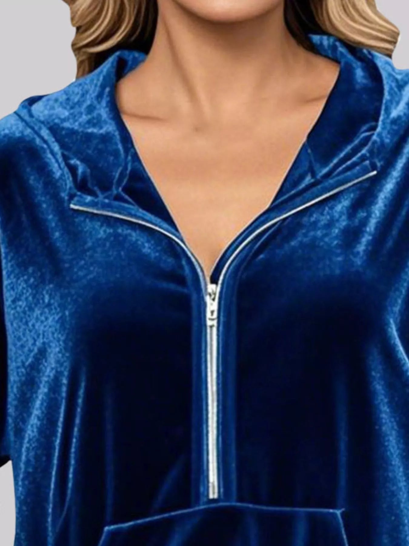 Full Size Half Zip Kangaroo Pocket Hoodie Plus Size