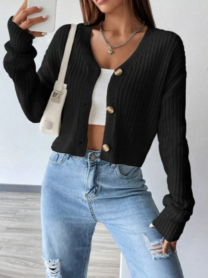V-Neck Button-Up Cardigan