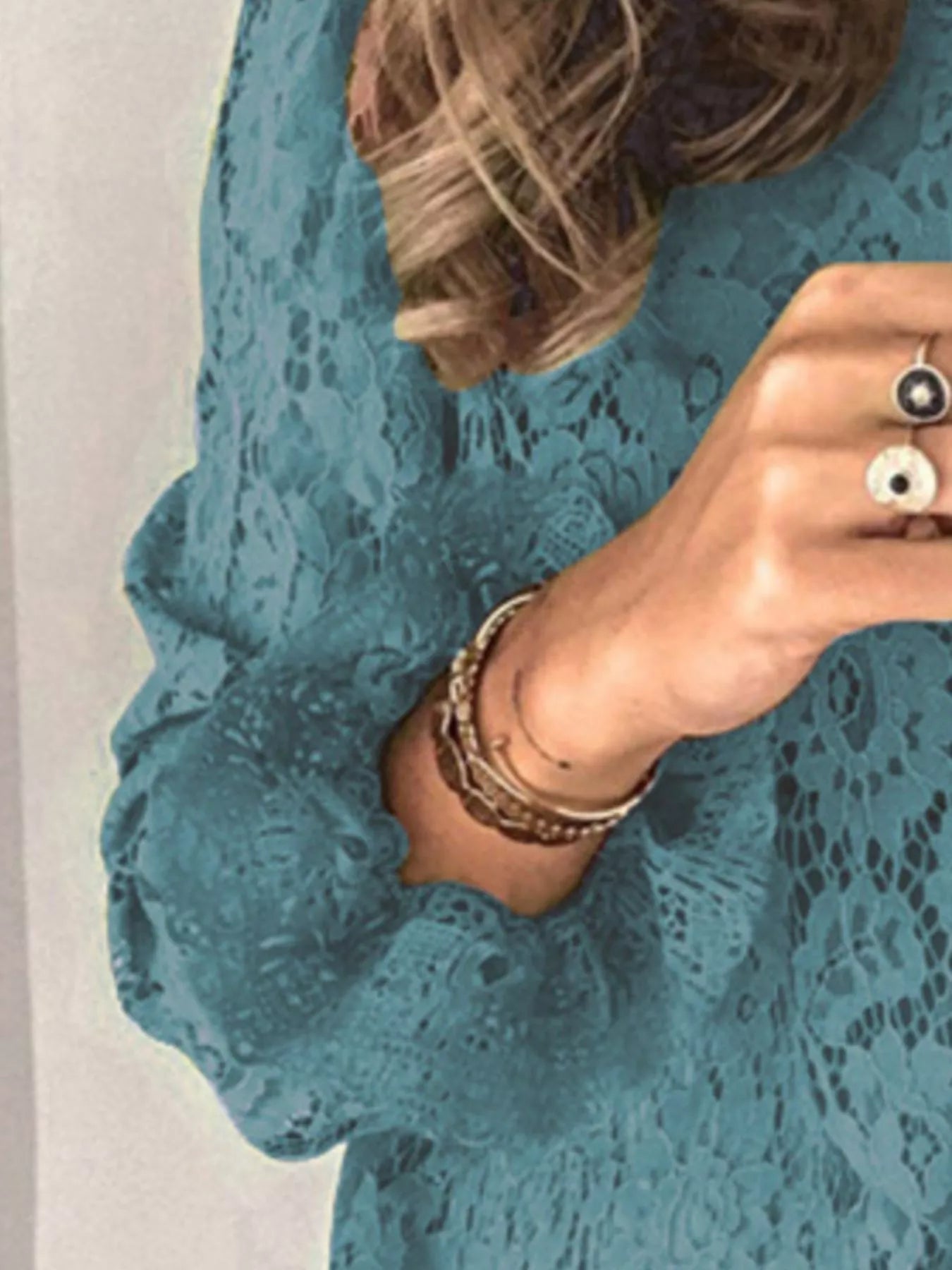 Full Size Lace Long Sleeve Blouse Plus Size