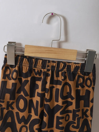 Children's Teddy Bear Round Neck Top and Pants Set