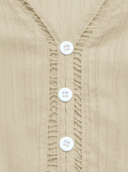 Tiered V-Neck Long Sleeve Dress