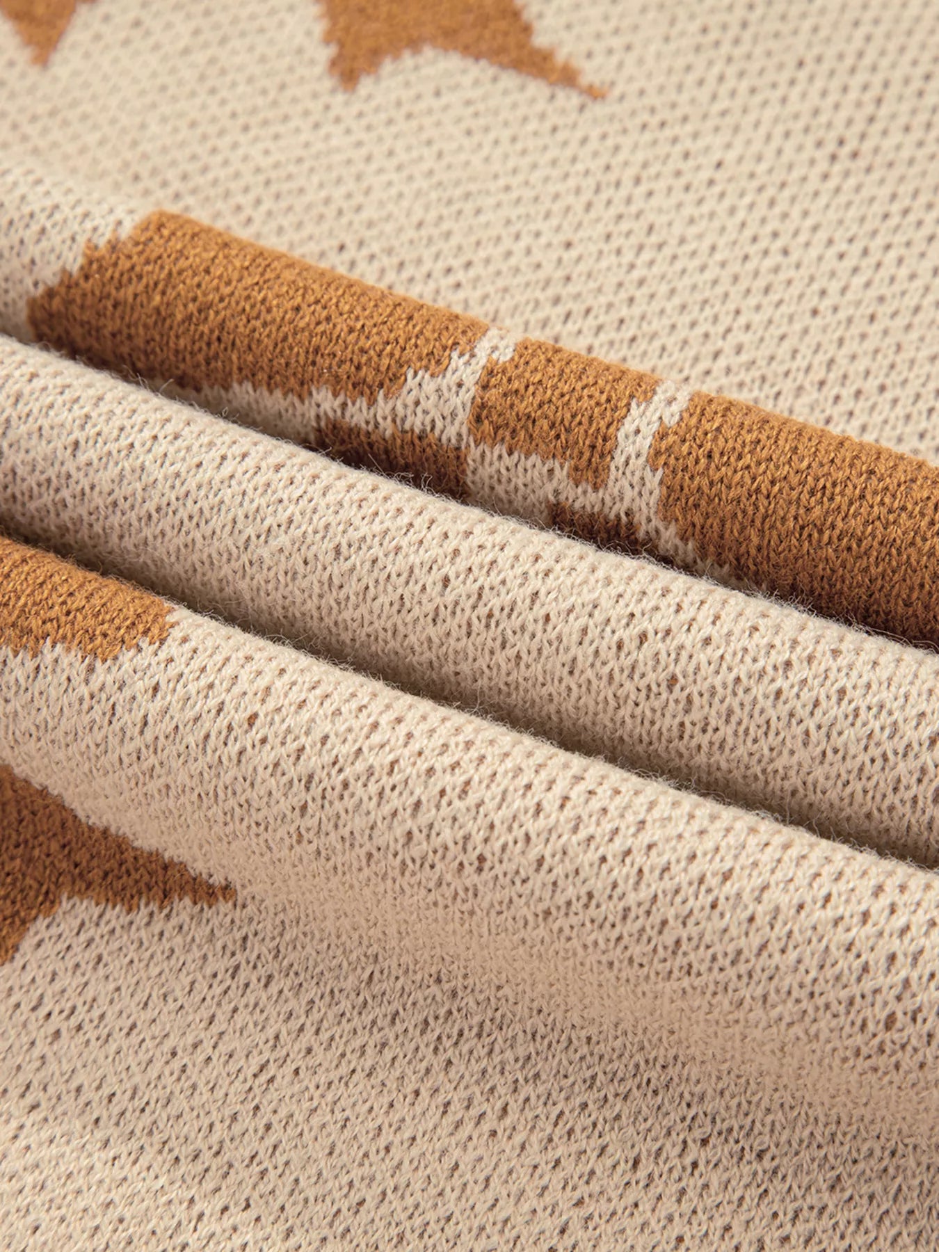 Ribbon Bow Checkered Striped Sleeve Drop Shoulder Sweater