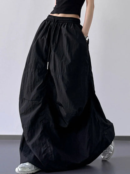 Drawstring Maxi Skirt Black
