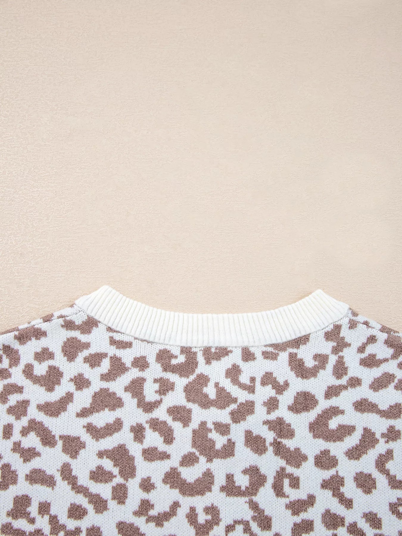 Leopard Drop Shoulder Chunky Knitted Cardigan