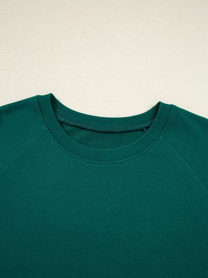 Round Neck Top and Stripe Detail Drawstring Pants Set