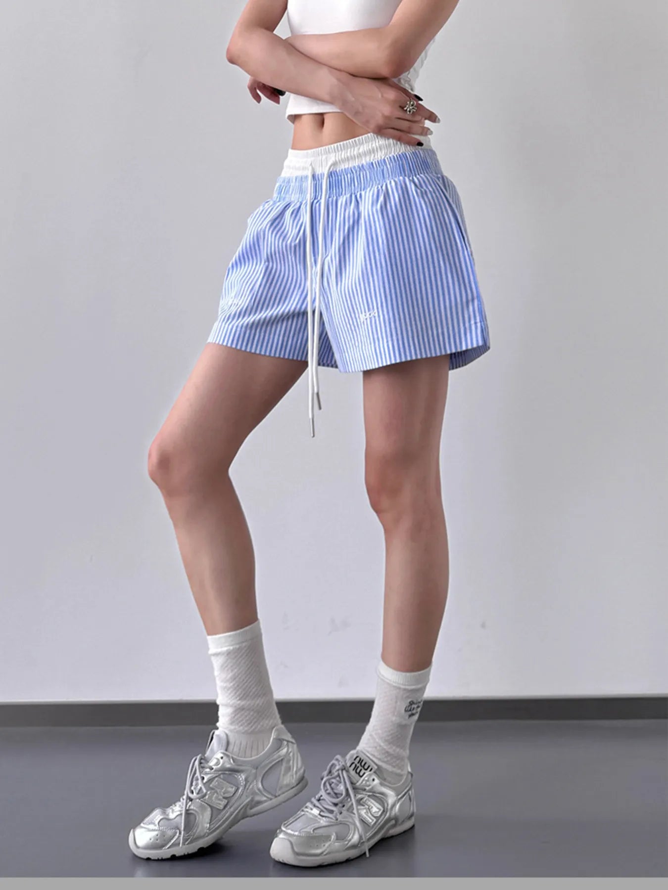 Striped Drawstring Waist Casual Shorts