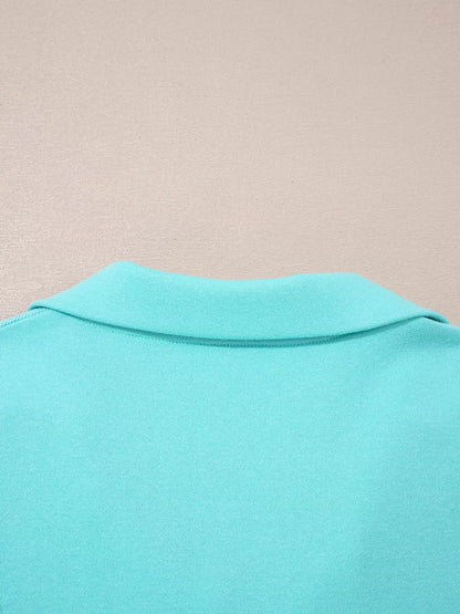 Bow Front Collared Side Pocket Shift Mini Dress