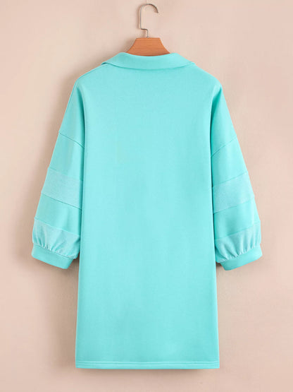 Bow Front Collared Side Pocket Shift Mini Dress