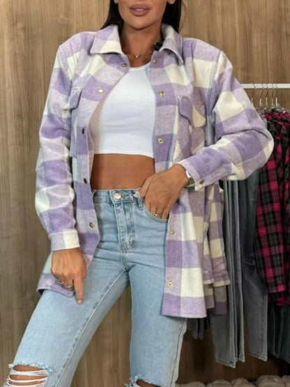 Plaid Button-Down Long Sleeve Shacket