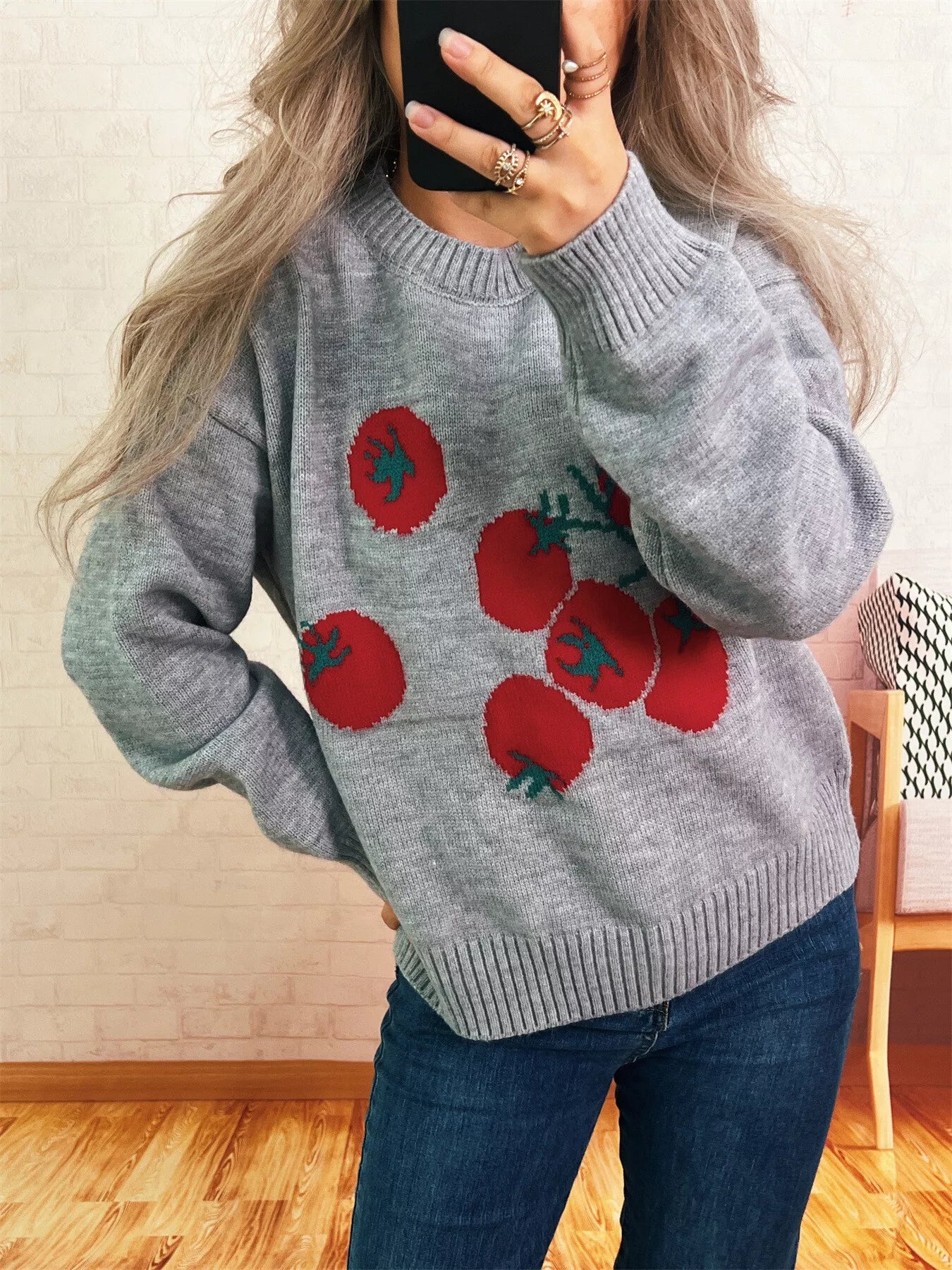 Persimmon Round Neck Long Sleeve Sweater