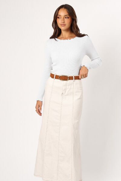 Lettuce Edge Round Neck Long Sleeve T-Shirt