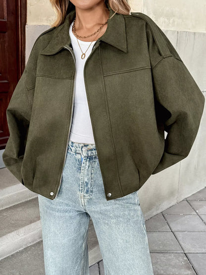 Zip Up Drop Shoulder Jacket