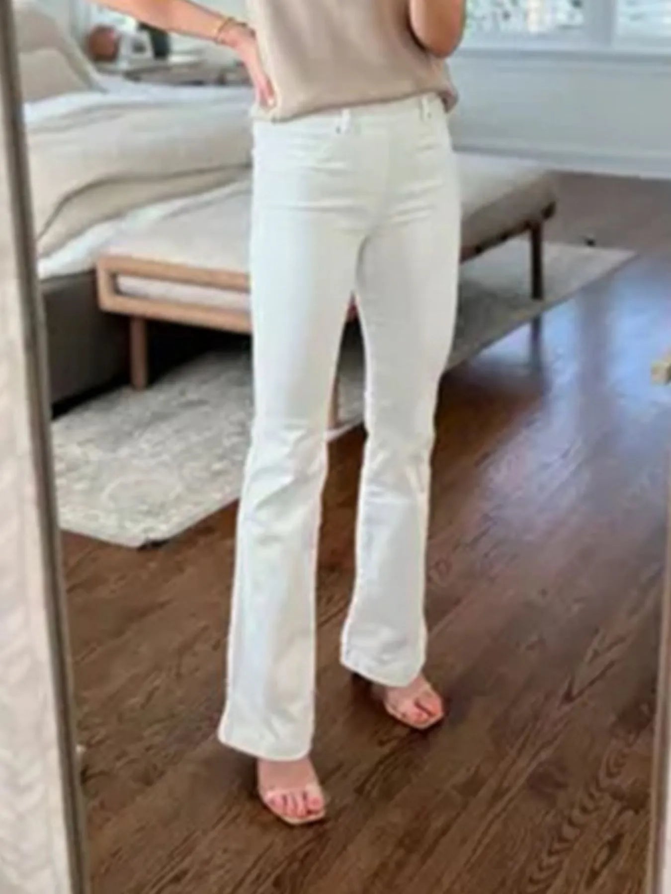 Full Size High-Waisted Flare Jeans Plus Size White