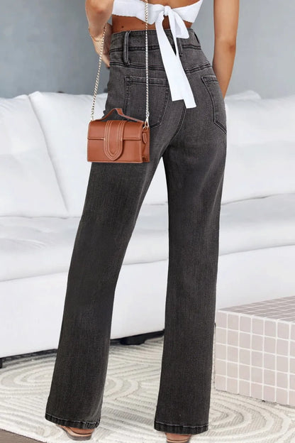 High-Waisted Wide-Leg Vintage Wash Jeans