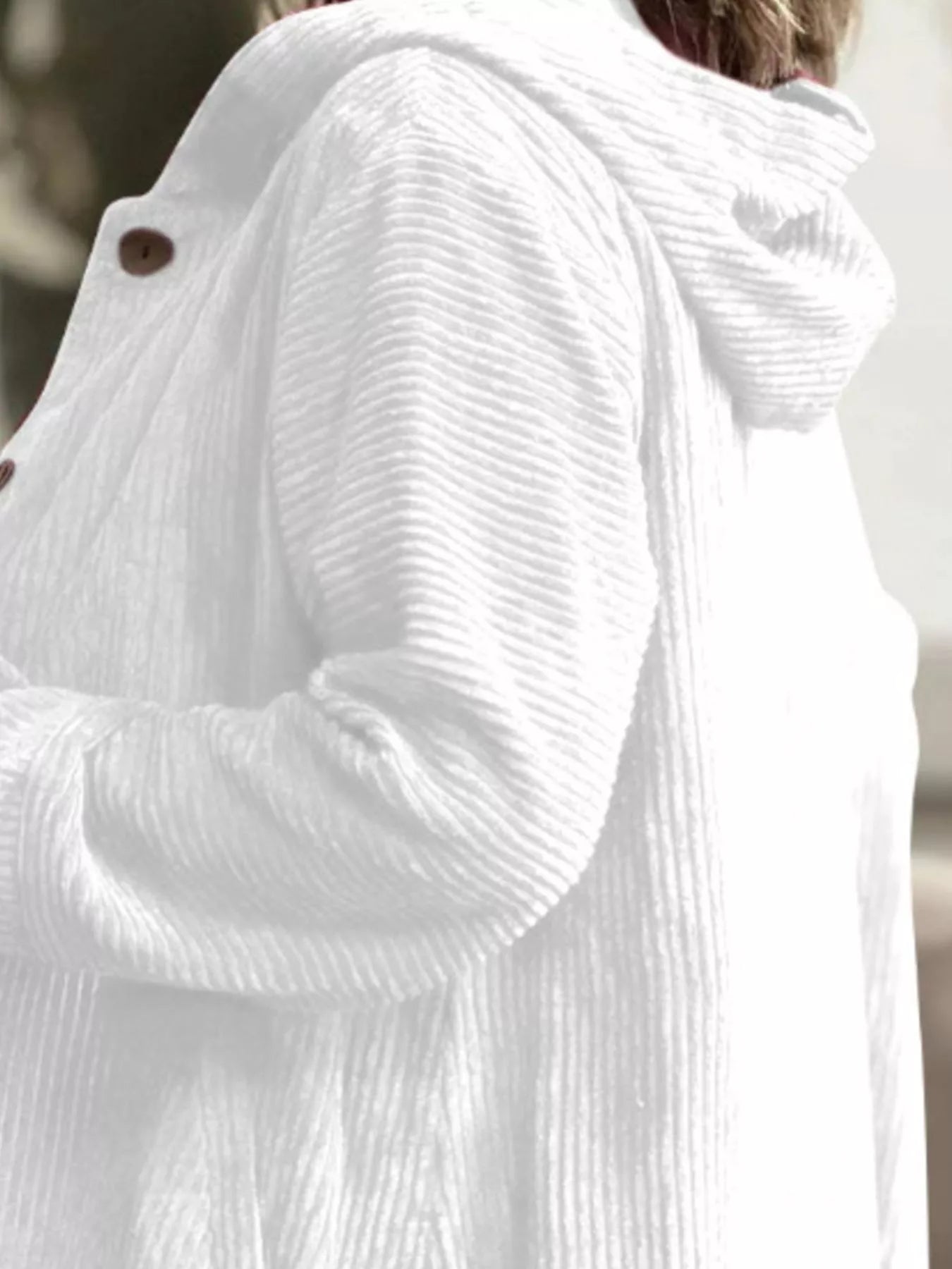 Full Size Corduroy Hooded Button-Up Jacket Plus Size