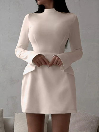 Mock Neck Long Sleeve Bodycon Dress