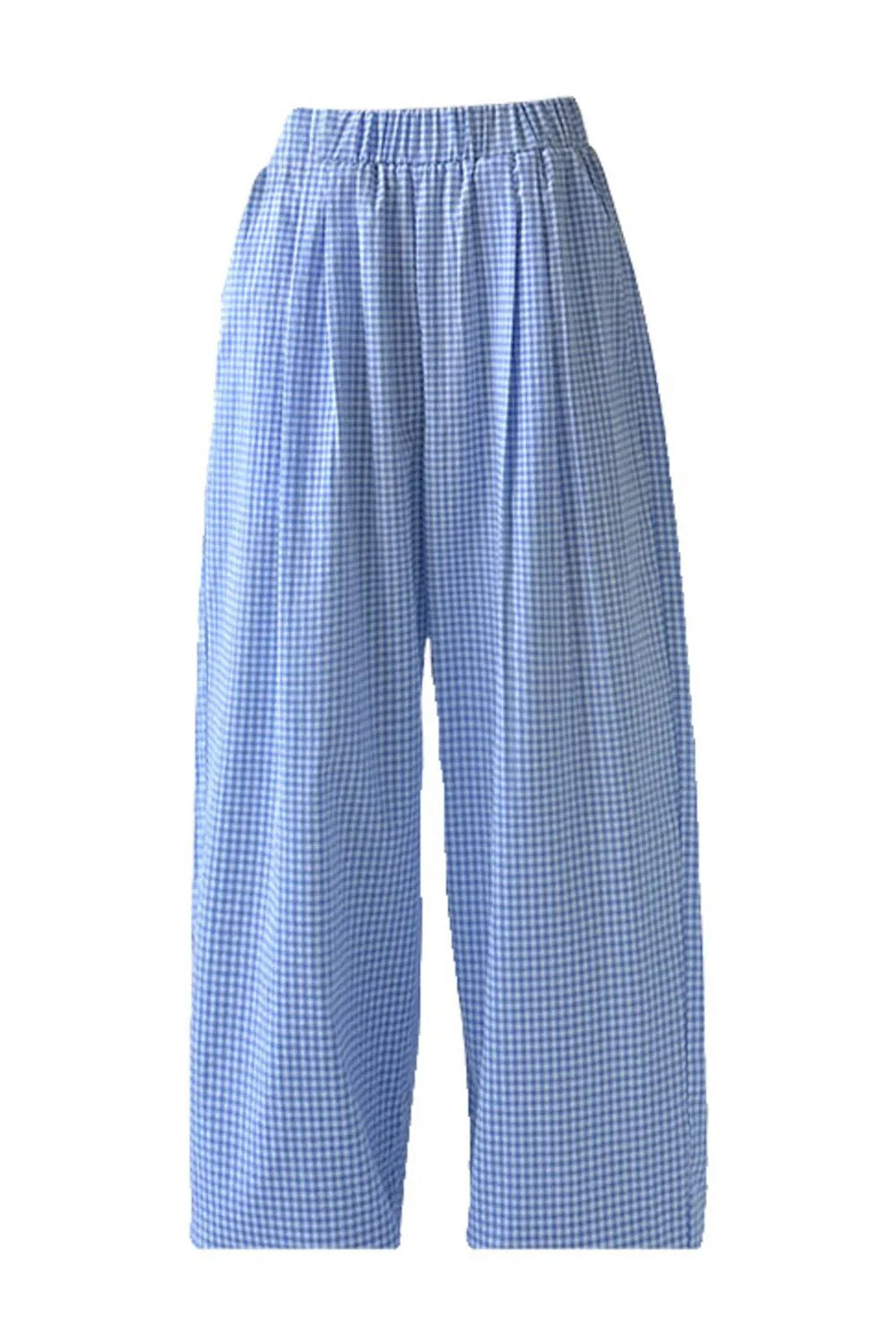 Gingham Check Wide Leg Pants