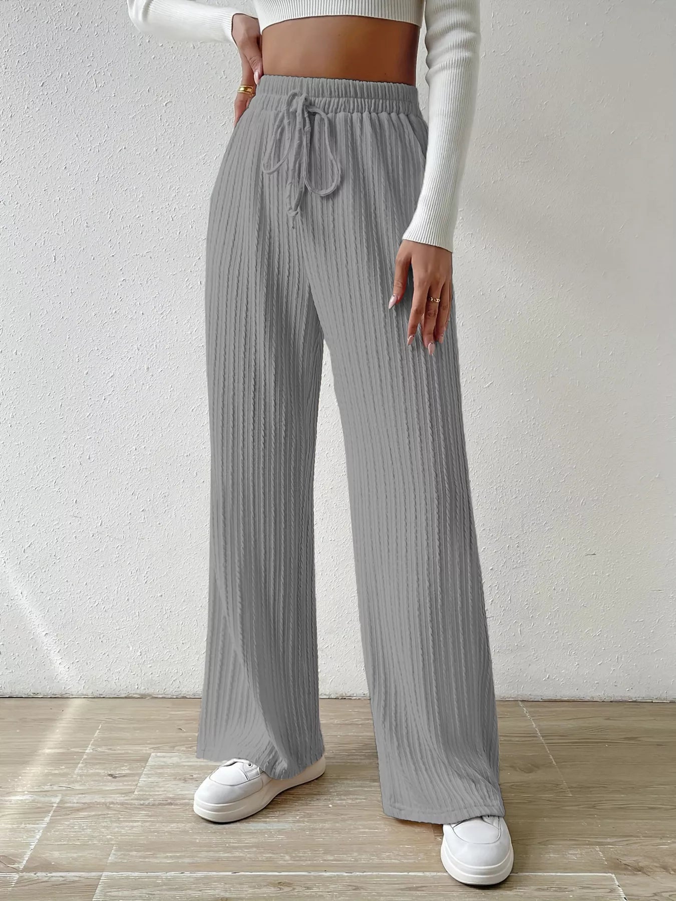 Drawstring Wide Leg Pants