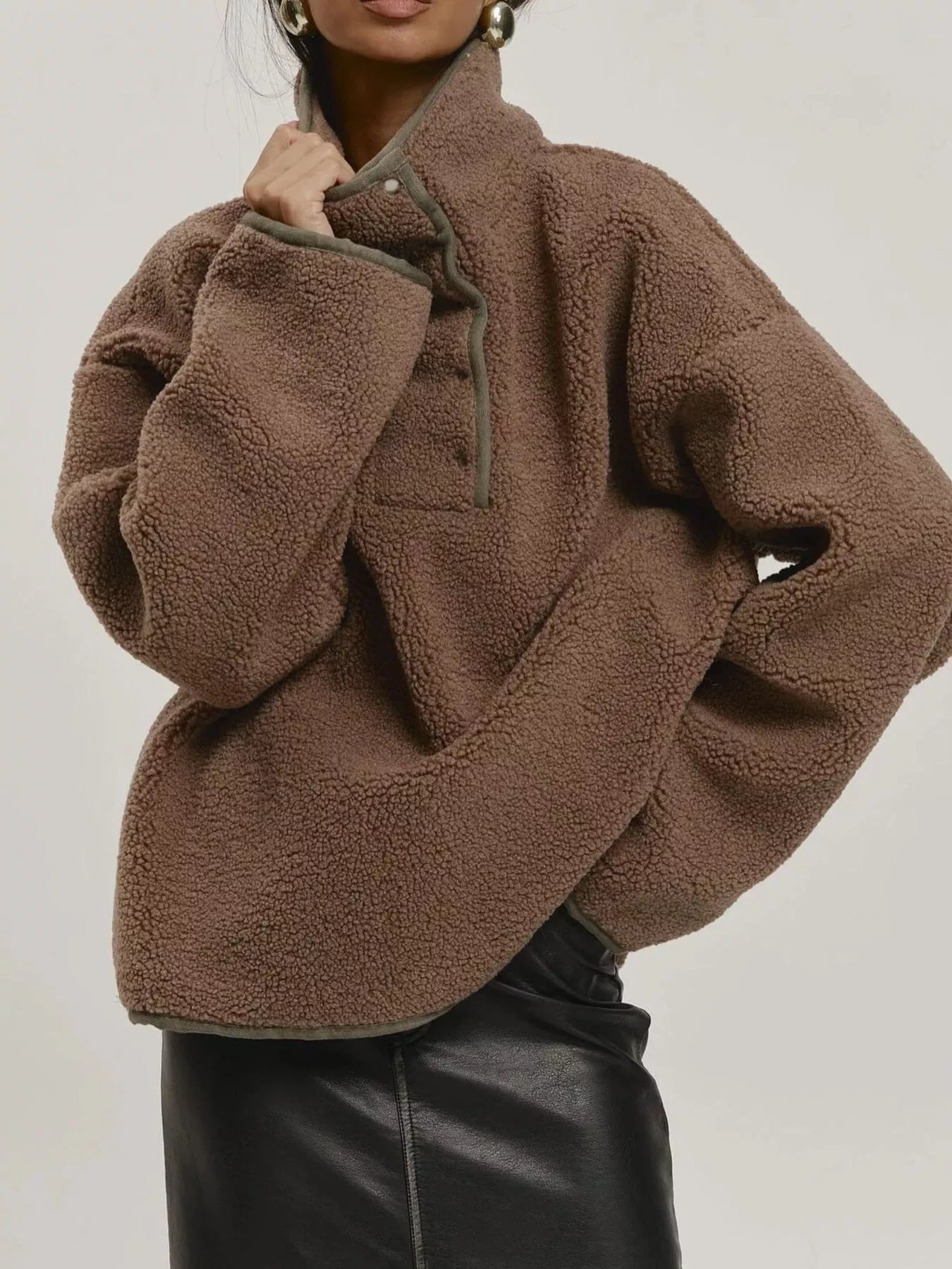 Cozy Sherpa Dropped Shoulder Sweatshirt