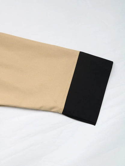 Color Block Button-Up Casual Jacket