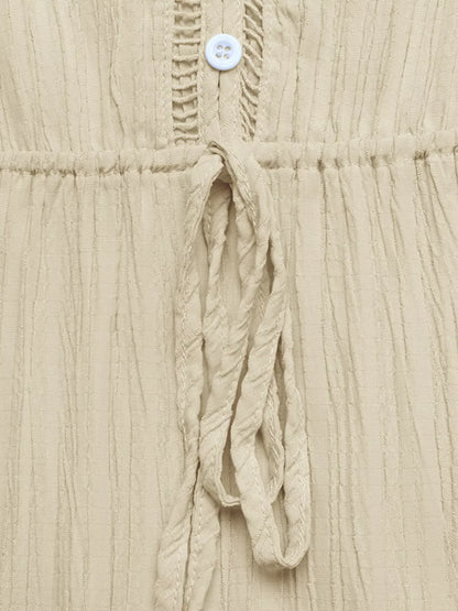 Tiered V-Neck Long Sleeve Dress