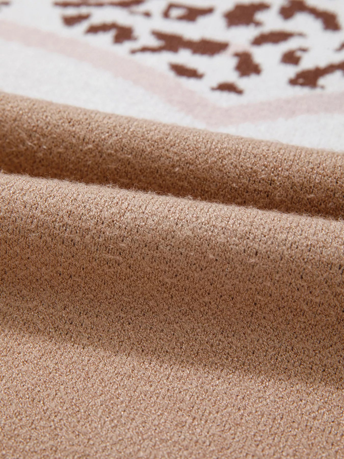 Leopard Color Block Knit Round Neck Baggy Sweater