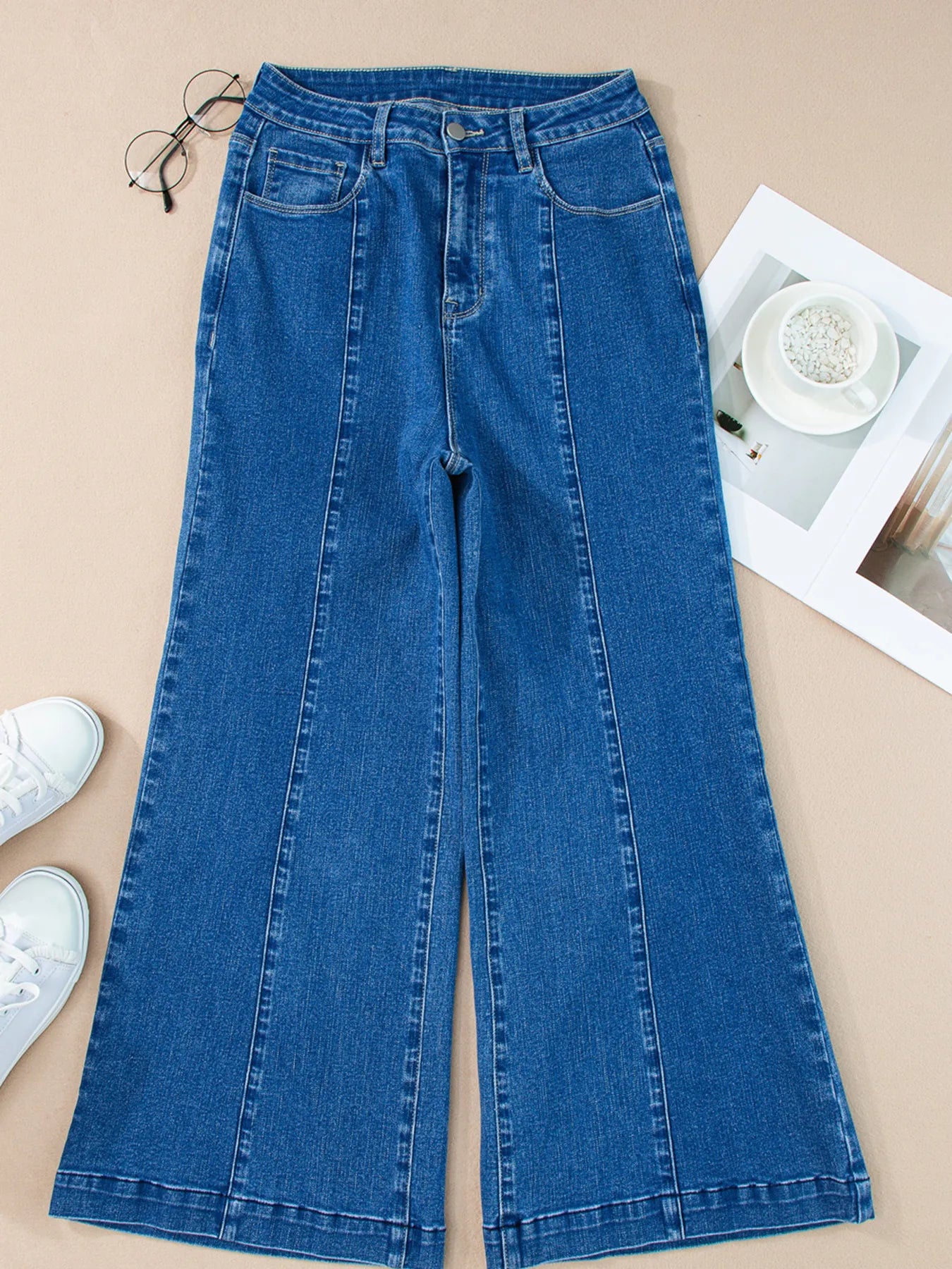 Seam Detail Flared Bottom Ankle Length Jeans