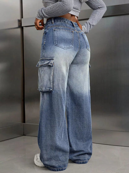 Vintage Wide Leg Cargo Jeans