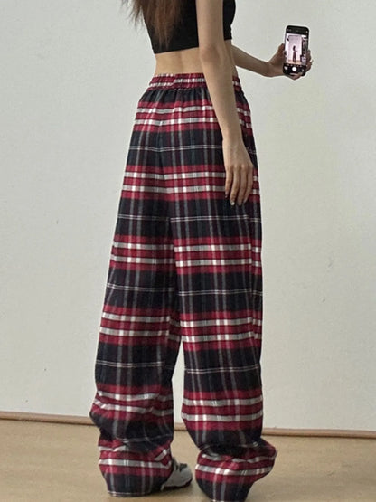 Drawstring Plaid Pants