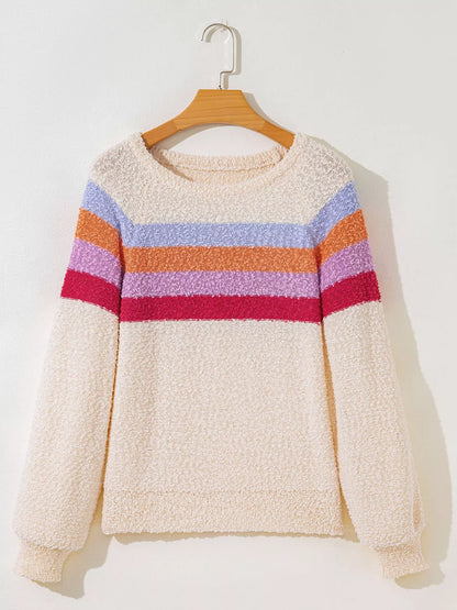 Striped Color Block Loose Sleeve Sweater