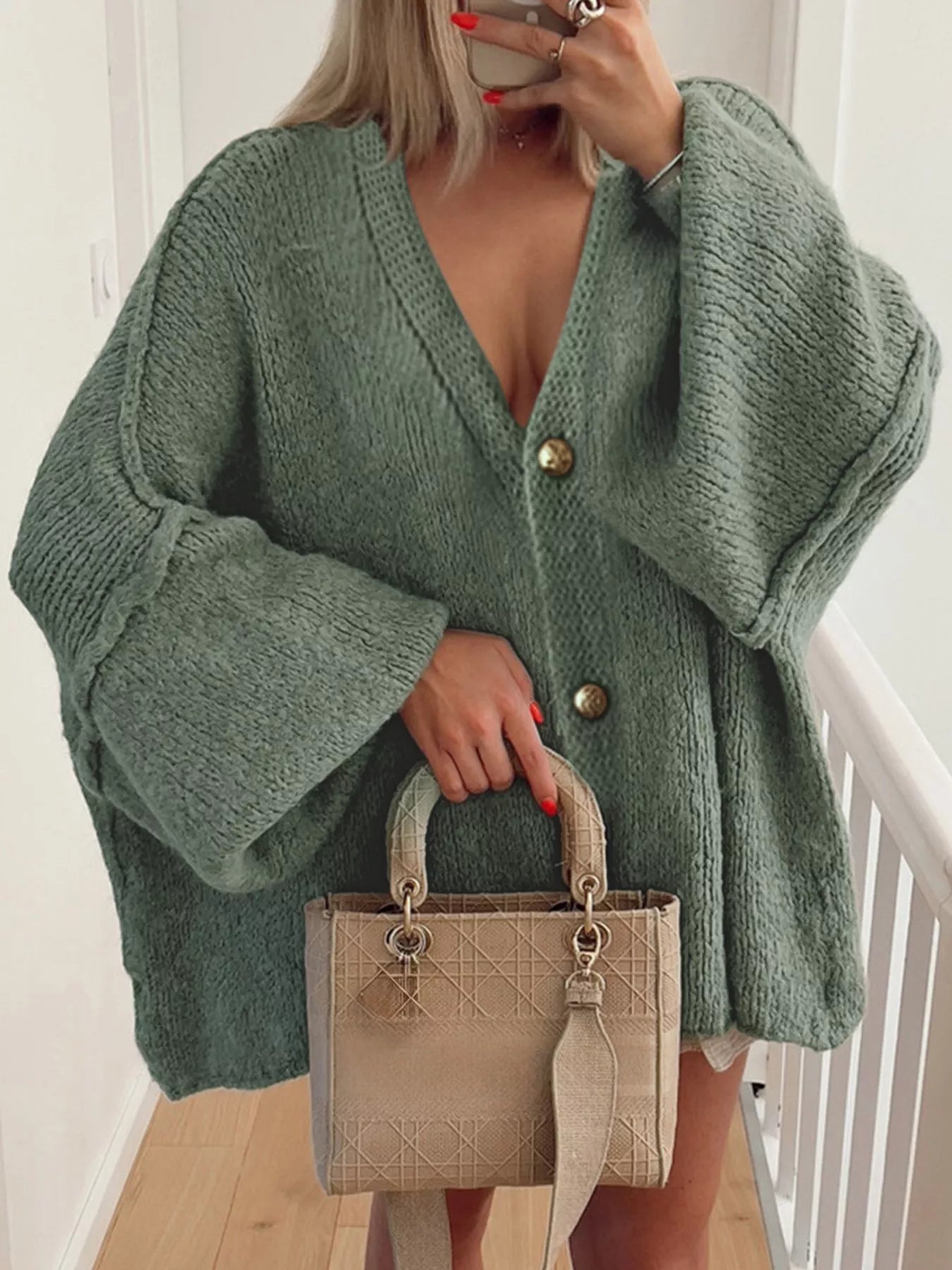 Oversized Knit Button Up Cardigan