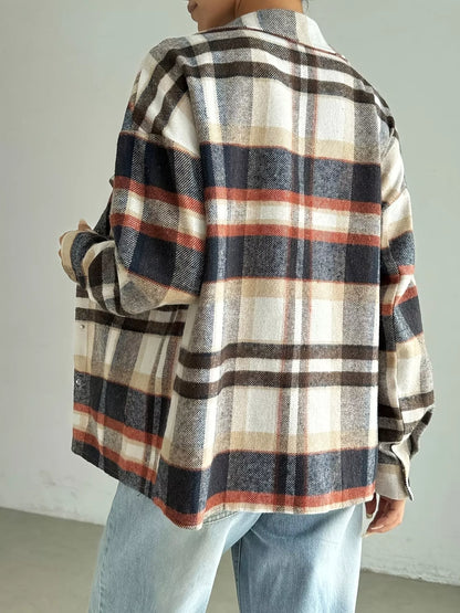 Relaxed Fit Plaid Snap Down Shirt