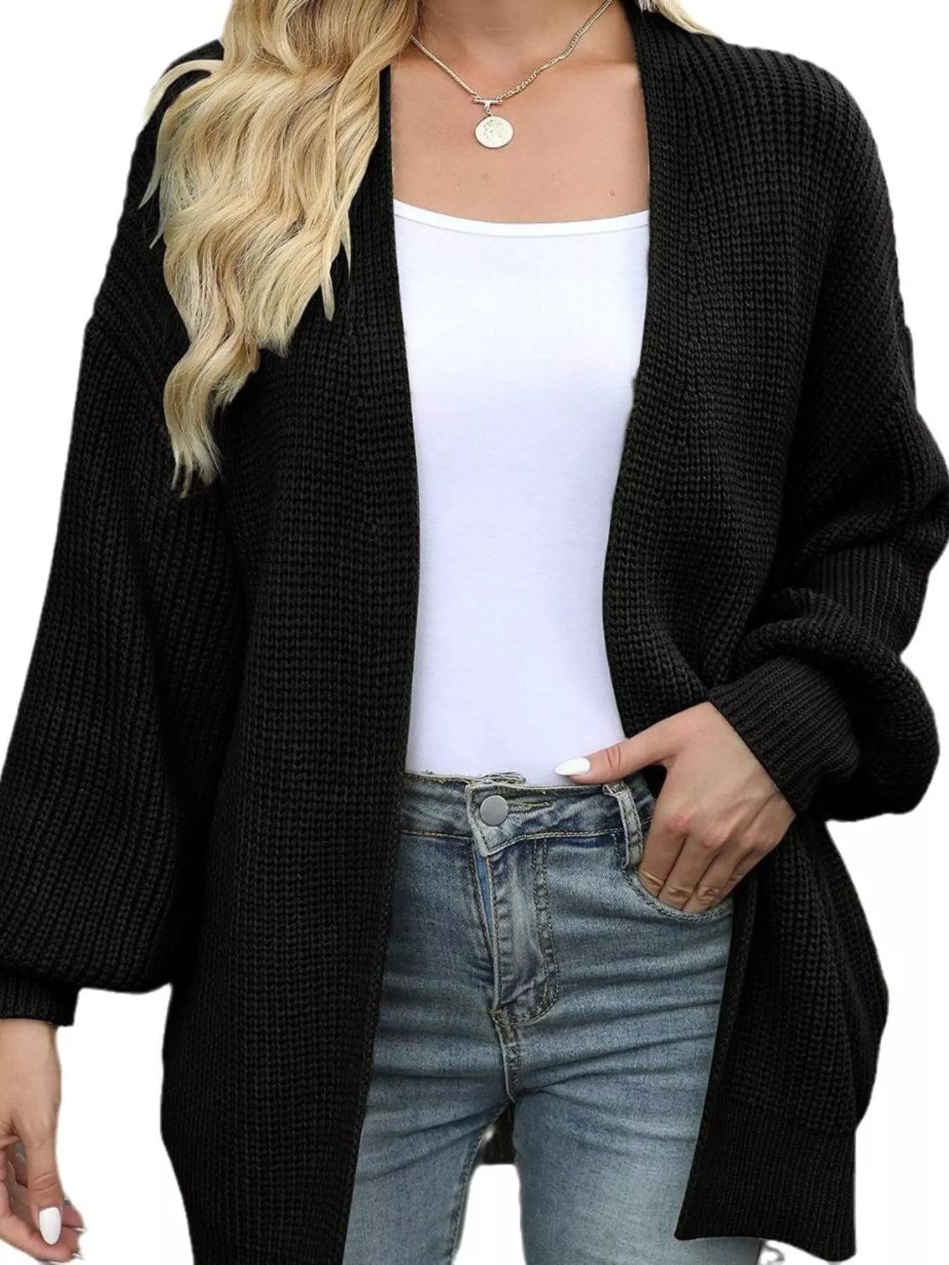 Oversized Chunky Knit Open Front Cardigan