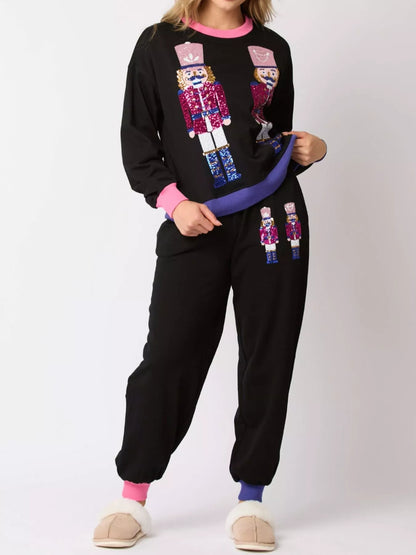 Nutcracker Contrast Trim Sweatshirt and Pants Set