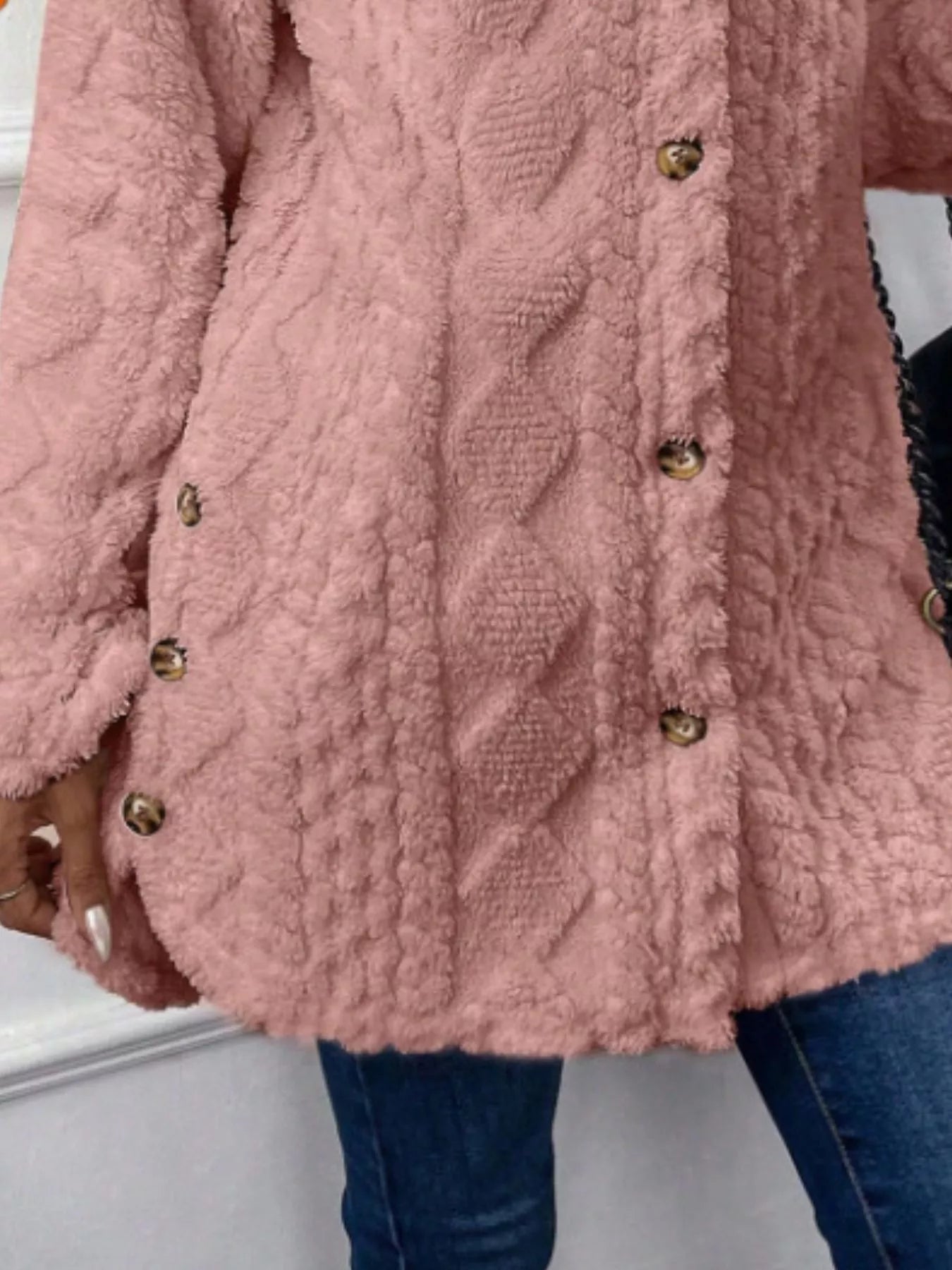 Full Size Button-Down Hooded Outerwear Plus Size