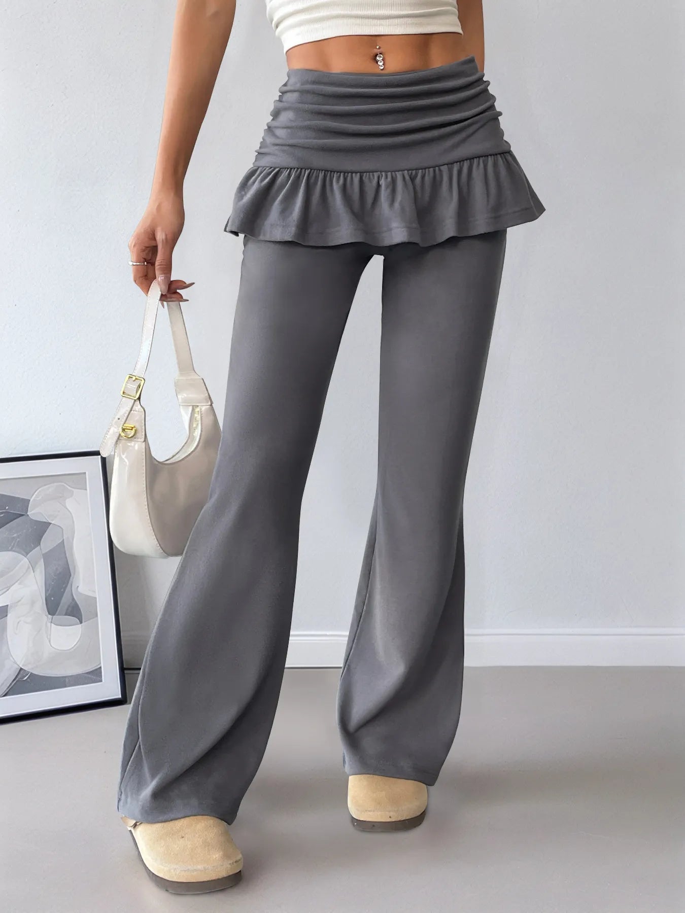 High-Waisted Ruffle Pants