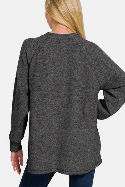 Back To School Sweater - Zenana Full Size Brushed Melange Hacci High-Low Sweater