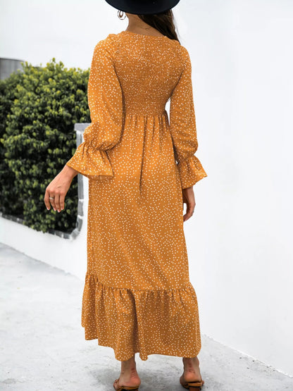 Ruffled Hem Flounce Sleeve Dress