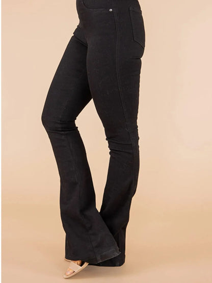 Full Size High-Waisted Flare Jeans Plus Size Black