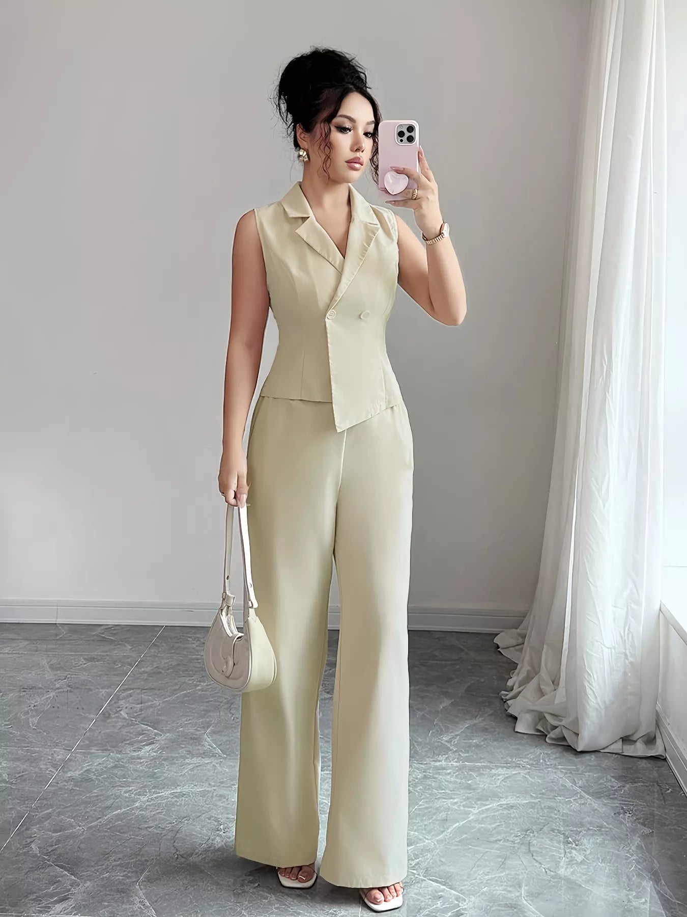 Sleeveless Vest and Wide-Leg Pants Set