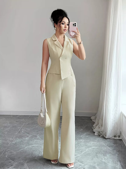 Sleeveless Vest and Wide-Leg Pants Set