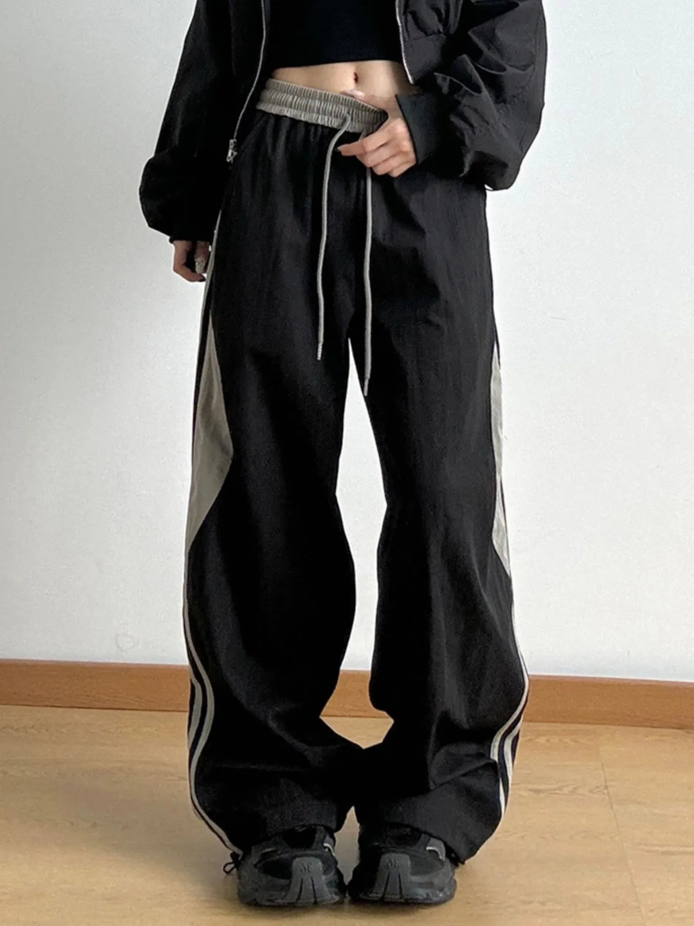 Striped Wide Leg Drawstring Pants