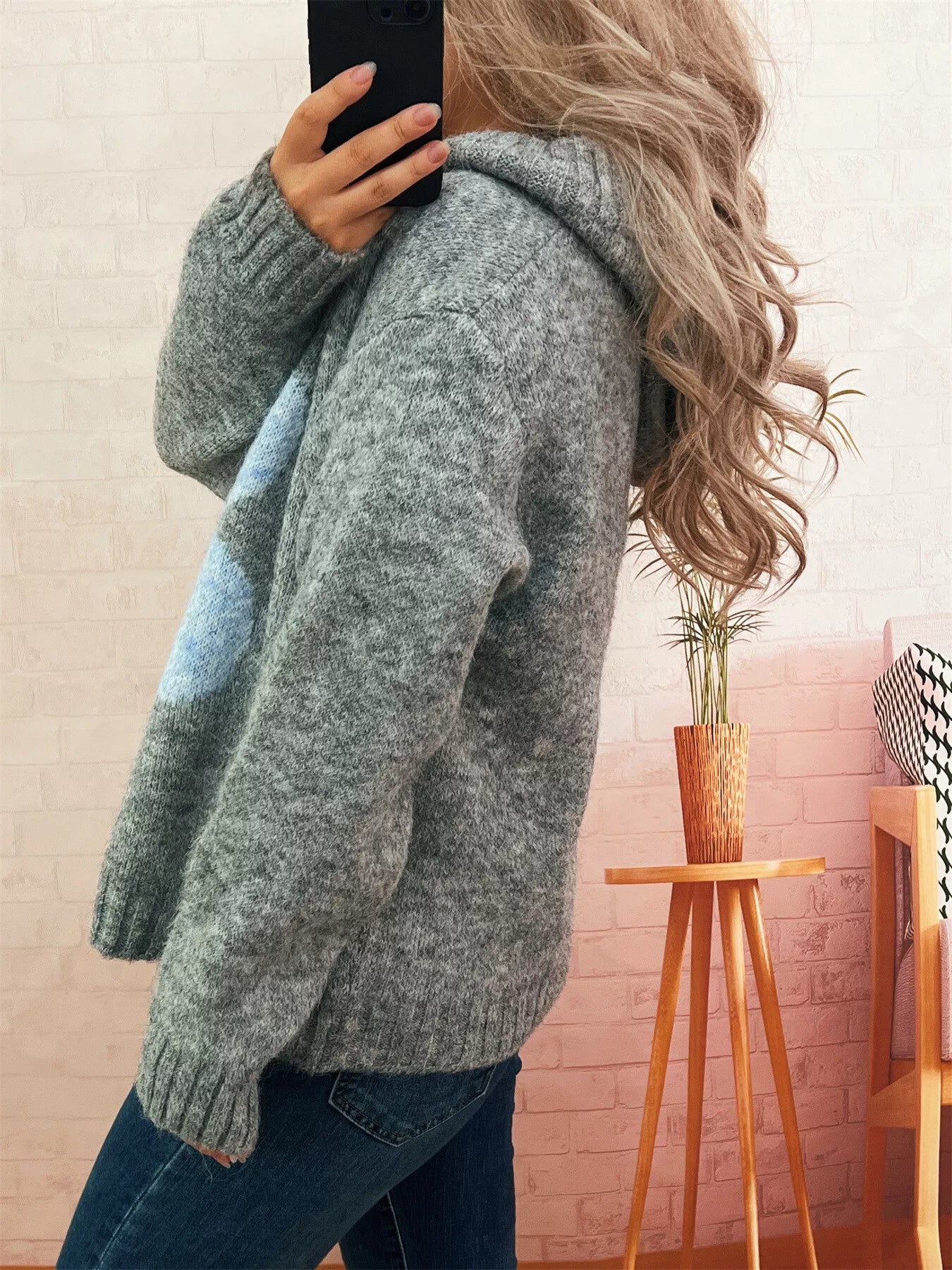 Flower Long Sleeve Hooded Sweater