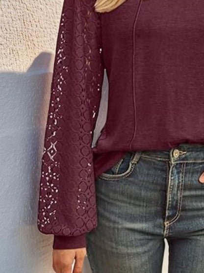 Round Neck Lace Sleeve Blouse